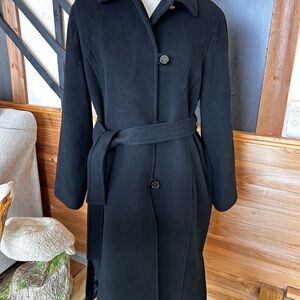 🇮🇹Cashmere and lambWool Classic Black Wool Coat made in Italy size 12